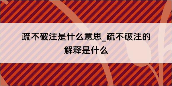 疏不破注是什么意思_疏不破注的解释是什么