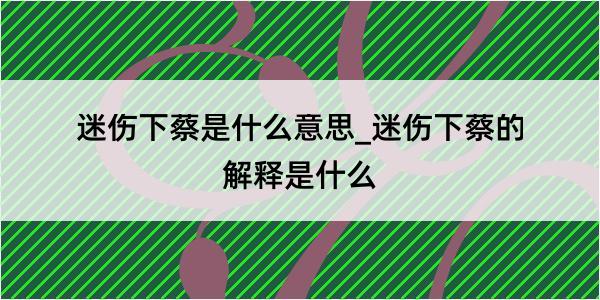 迷伤下蔡是什么意思_迷伤下蔡的解释是什么