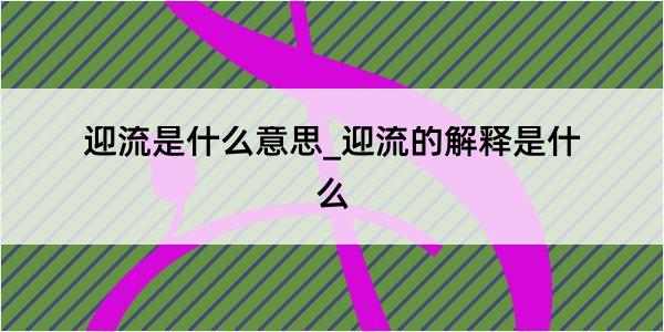 迎流是什么意思_迎流的解释是什么