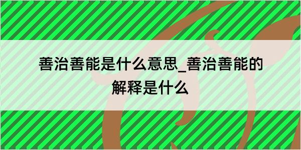 善治善能是什么意思_善治善能的解释是什么