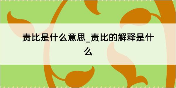 责比是什么意思_责比的解释是什么