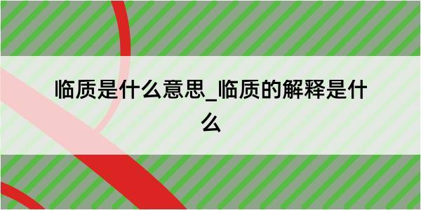 临质是什么意思_临质的解释是什么