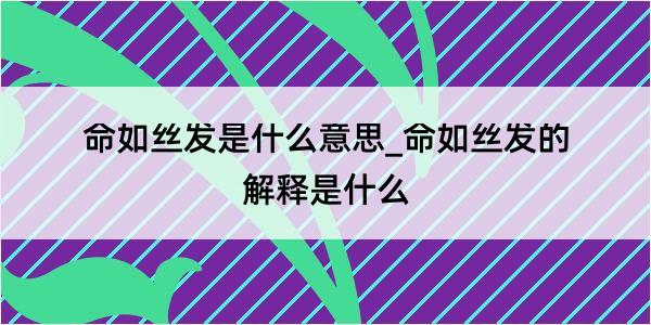 命如丝发是什么意思_命如丝发的解释是什么