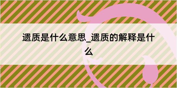 遗质是什么意思_遗质的解释是什么