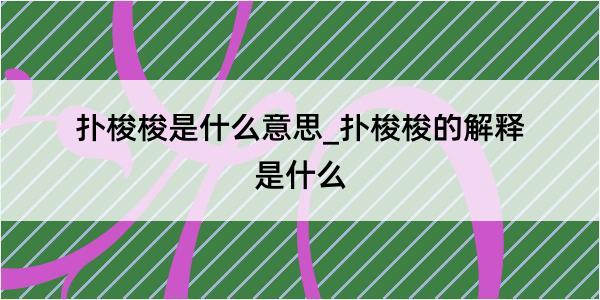 扑梭梭是什么意思_扑梭梭的解释是什么