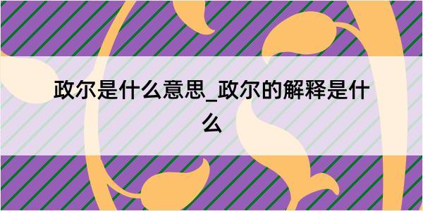 政尔是什么意思_政尔的解释是什么