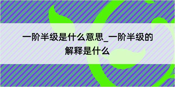 一阶半级是什么意思_一阶半级的解释是什么