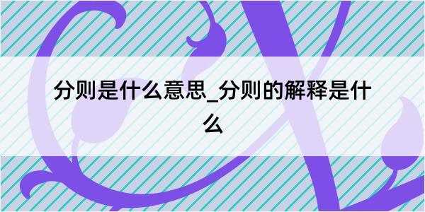 分则是什么意思_分则的解释是什么