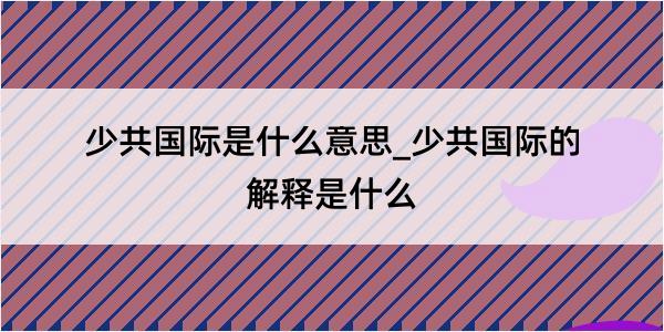 少共国际是什么意思_少共国际的解释是什么