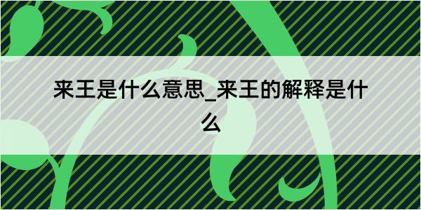 来王是什么意思_来王的解释是什么