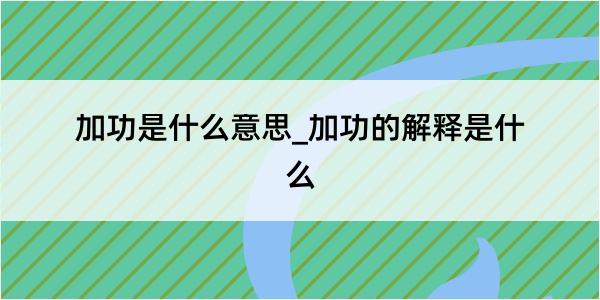 加功是什么意思_加功的解释是什么