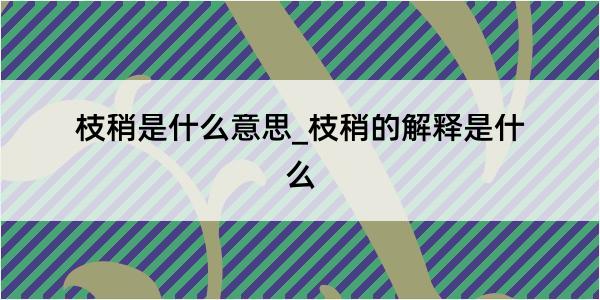 枝稍是什么意思_枝稍的解释是什么