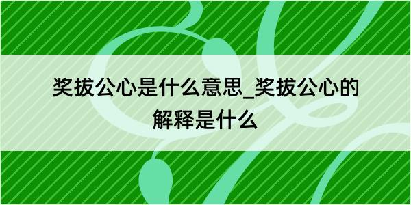 奖拔公心是什么意思_奖拔公心的解释是什么