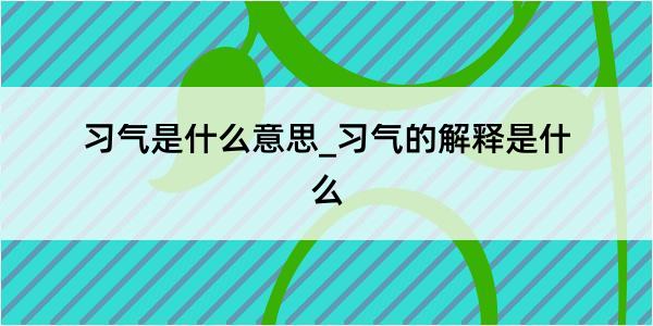 习气是什么意思_习气的解释是什么