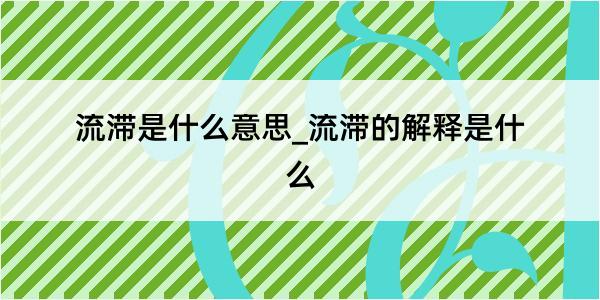 流滞是什么意思_流滞的解释是什么