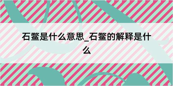 石鳖是什么意思_石鳖的解释是什么