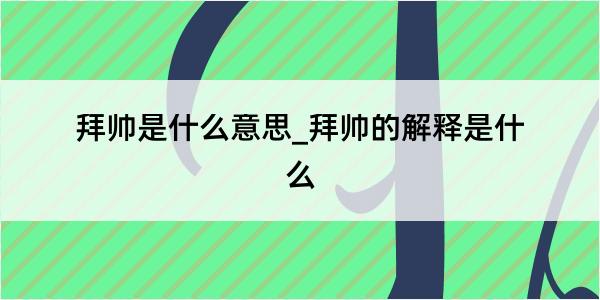 拜帅是什么意思_拜帅的解释是什么