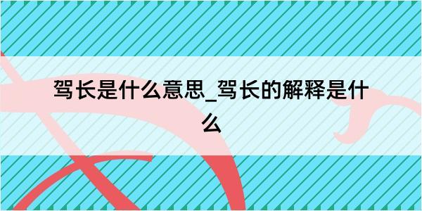 驾长是什么意思_驾长的解释是什么