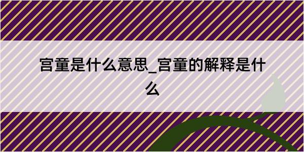 宫童是什么意思_宫童的解释是什么