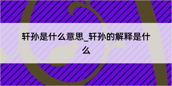 轩孙是什么意思_轩孙的解释是什么