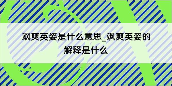 飒爽英姿是什么意思_飒爽英姿的解释是什么