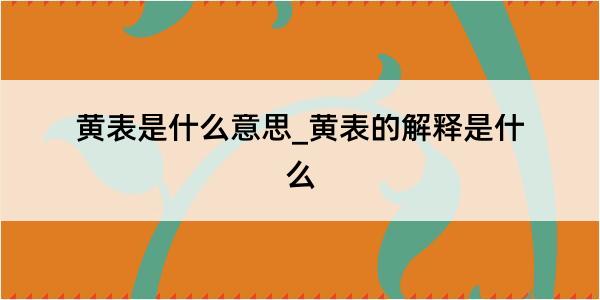 黄表是什么意思_黄表的解释是什么