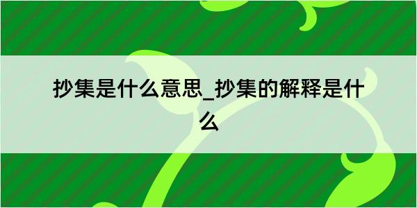 抄集是什么意思_抄集的解释是什么