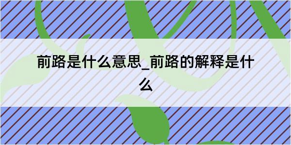 前路是什么意思_前路的解释是什么