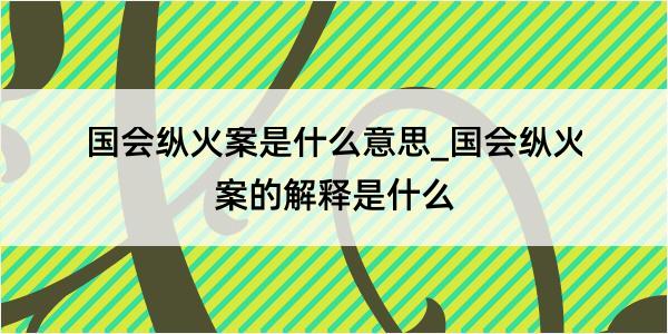 国会纵火案是什么意思_国会纵火案的解释是什么