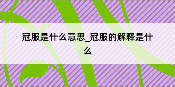 冠服是什么意思_冠服的解释是什么