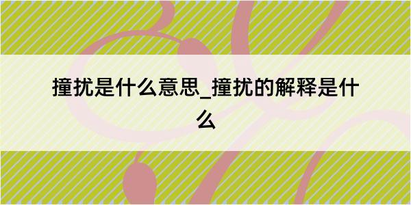 撞扰是什么意思_撞扰的解释是什么