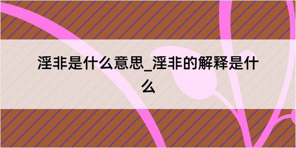 淫非是什么意思_淫非的解释是什么