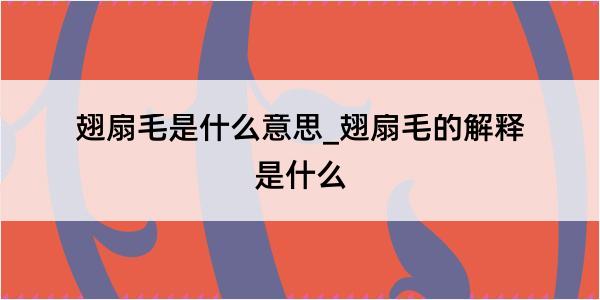 翅扇毛是什么意思_翅扇毛的解释是什么