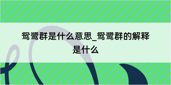 鸳鹭群是什么意思_鸳鹭群的解释是什么