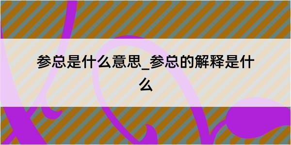 参总是什么意思_参总的解释是什么