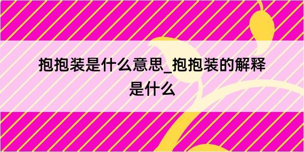 抱抱装是什么意思_抱抱装的解释是什么