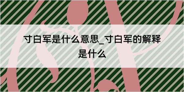 寸白军是什么意思_寸白军的解释是什么