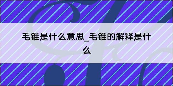 毛锥是什么意思_毛锥的解释是什么