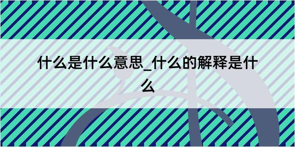 什么是什么意思_什么的解释是什么