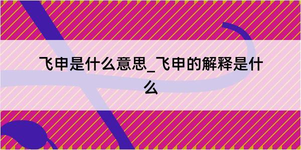 飞申是什么意思_飞申的解释是什么