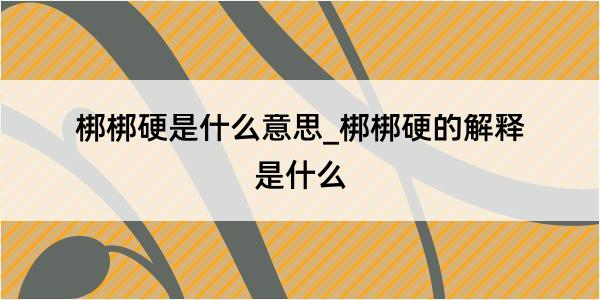 梆梆硬是什么意思_梆梆硬的解释是什么