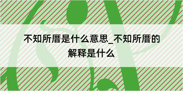 不知所厝是什么意思_不知所厝的解释是什么