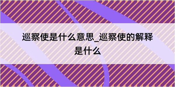 巡察使是什么意思_巡察使的解释是什么