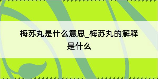 梅苏丸是什么意思_梅苏丸的解释是什么