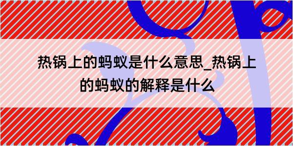 热锅上的蚂蚁是什么意思_热锅上的蚂蚁的解释是什么