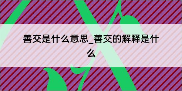 善交是什么意思_善交的解释是什么