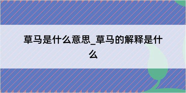 草马是什么意思_草马的解释是什么