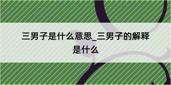 三男子是什么意思_三男子的解释是什么