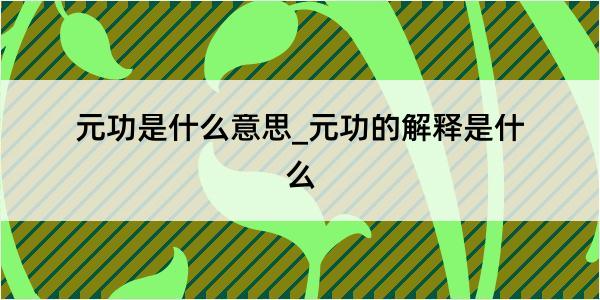 元功是什么意思_元功的解释是什么