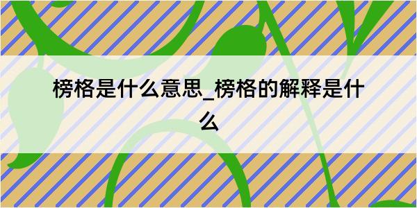 榜格是什么意思_榜格的解释是什么